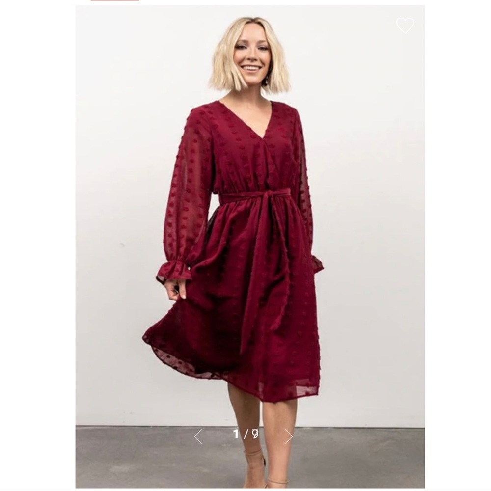 Baltic Born Paisley Dot Midi Dress in Burgundy